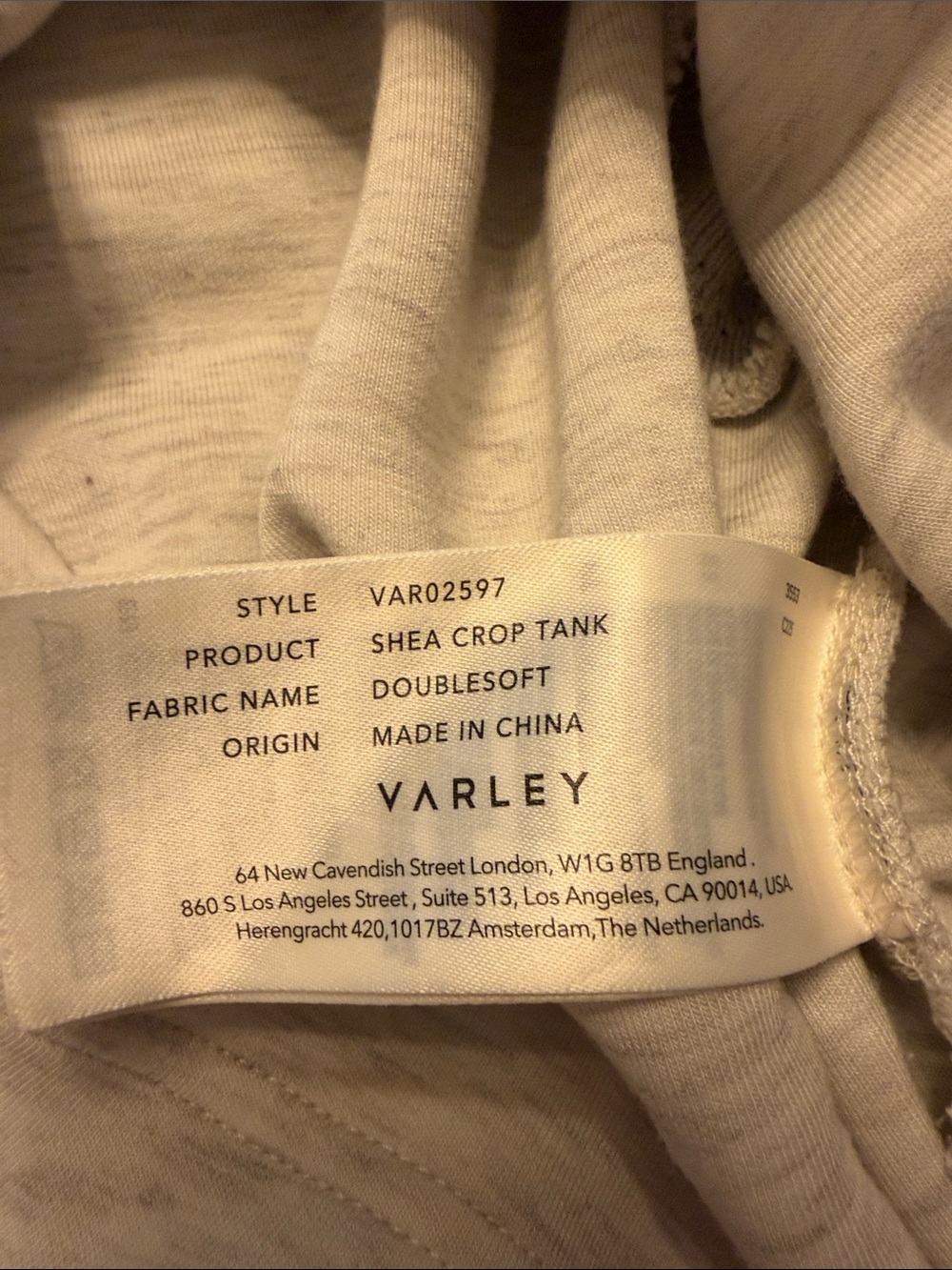 Varley Sleeveless Cropped Tank in Light Heather Gray - Picture 3 of 5